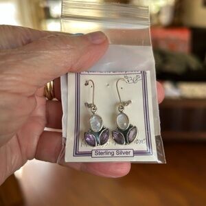 Amethyst rainbow moonstone sterling silver earrings
